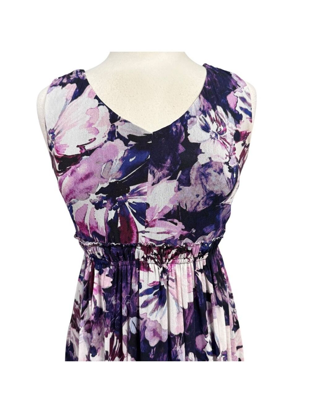 Simply Vera Vera Wang Floral Midi Dress Purple Sleeveless XS - Picture 2 of 8